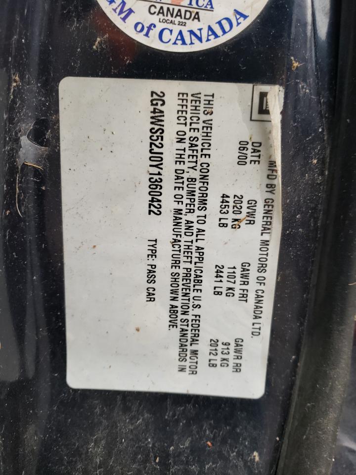 Photo 10 from auction – 2000 BUICK CENTURY CU with VIN 2G4WS52J0Y1360422