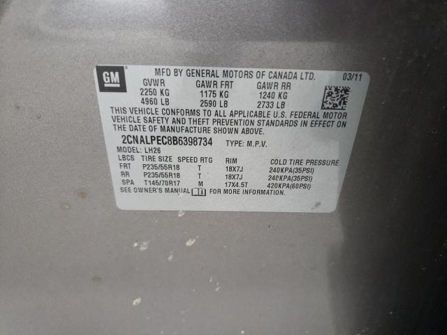 Photo 10 from auction – 2011 CHEVROLET EQUINOX LT with VIN 2CNALPEC8B6398734