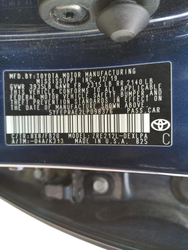 Photo 10 from auction – 2020 TOYOTA COROLLA LE with VIN 5YFEPRAE2LP098376