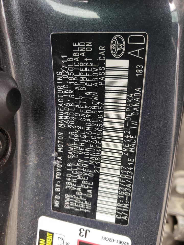 Photo 10 from auction – 2011 TOYOTA COROLLA BA with VIN 2T1BU4EE4BC576157