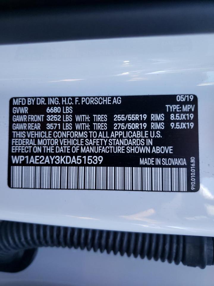 Photo 10 from auction – 2019 PORSCHE CAYENNE SE with VIN WP1AE2AY3KDA51539