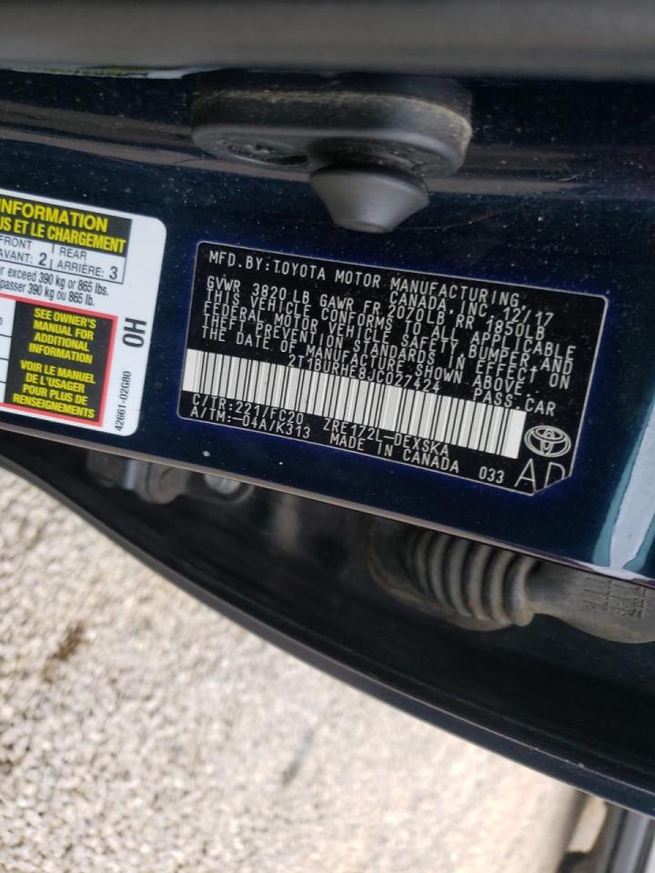 Photo 10 from auction – 2018 TOYOTA COROLLA L with VIN 2T1BURHE8JC027424