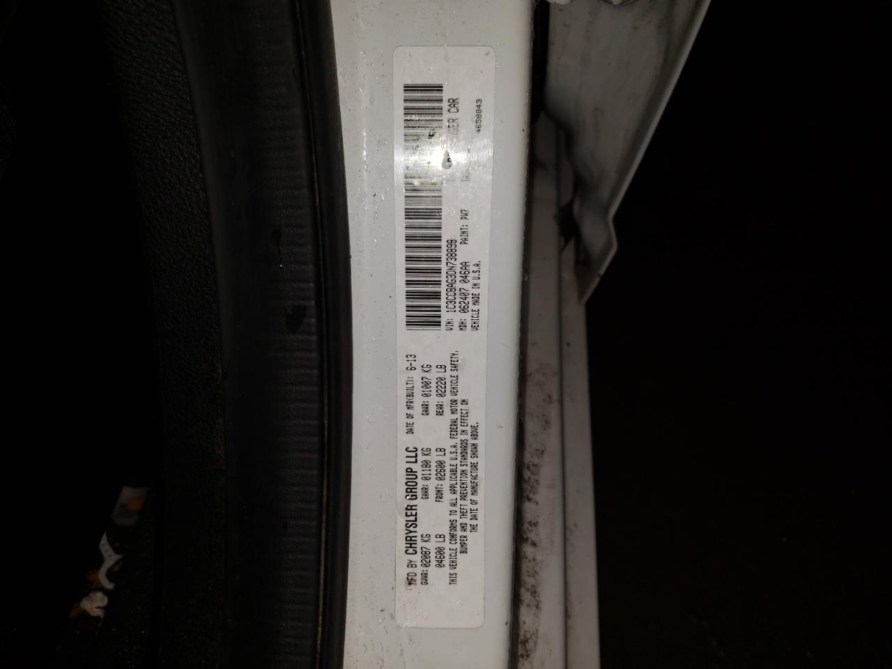 Photo 10 from auction – 2013 CHRYSLER 200 LX with VIN 1C3CCBAG3DN738898