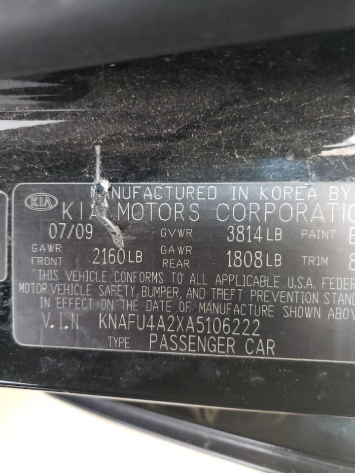 Photo 10 from auction – 2010 KIA FORTE EX with VIN KNAFU4A2XA5106222