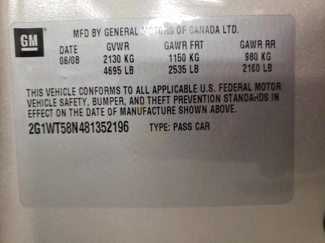 Photo 10 from auction – 2008 CHEVROLET IMPALA LT with VIN 2G1WT58N481352196