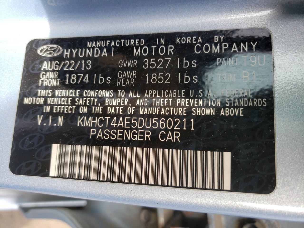 Photo 10 from auction – 2013 HYUNDAI ACCENT GLS with VIN KMHCT4AE5DU560211