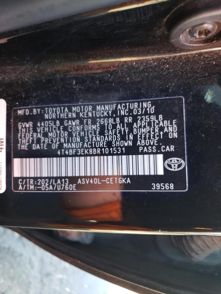 Photo 10 from auction – 2011 TOYOTA CAMRY BASE with VIN 4T4BF3EK8BR101531