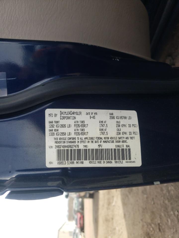 Photo 10 from auction – 2006 CHRYSLER PACIFICA with VIN 2A8GF48446R627478