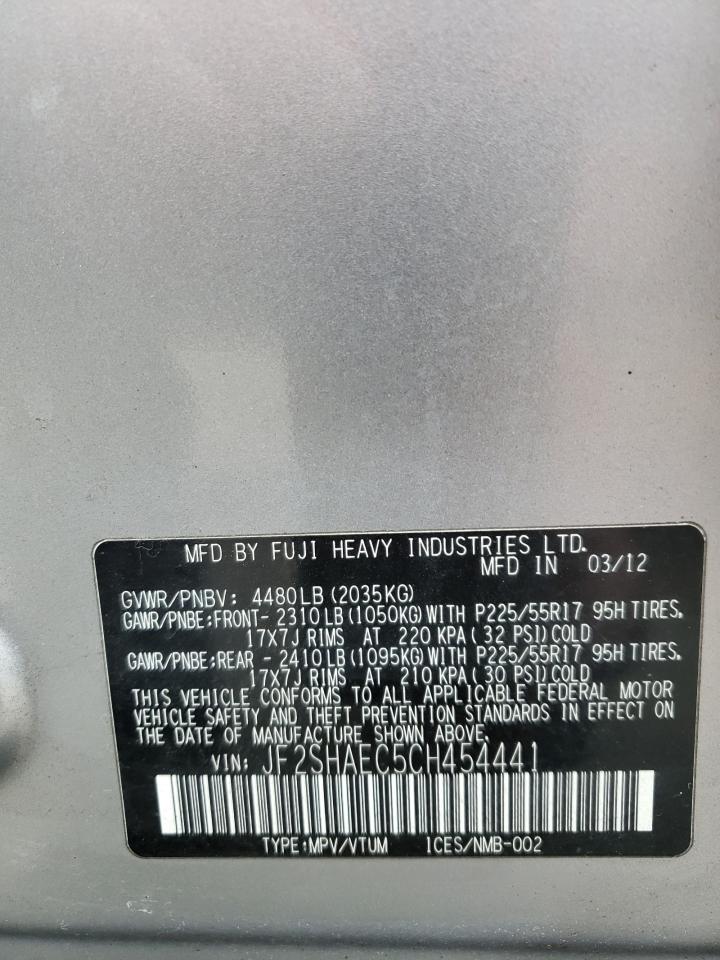 Photo 10 from auction – 2012 SUBARU FORESTER L with VIN JF2SHAEC5CH454441