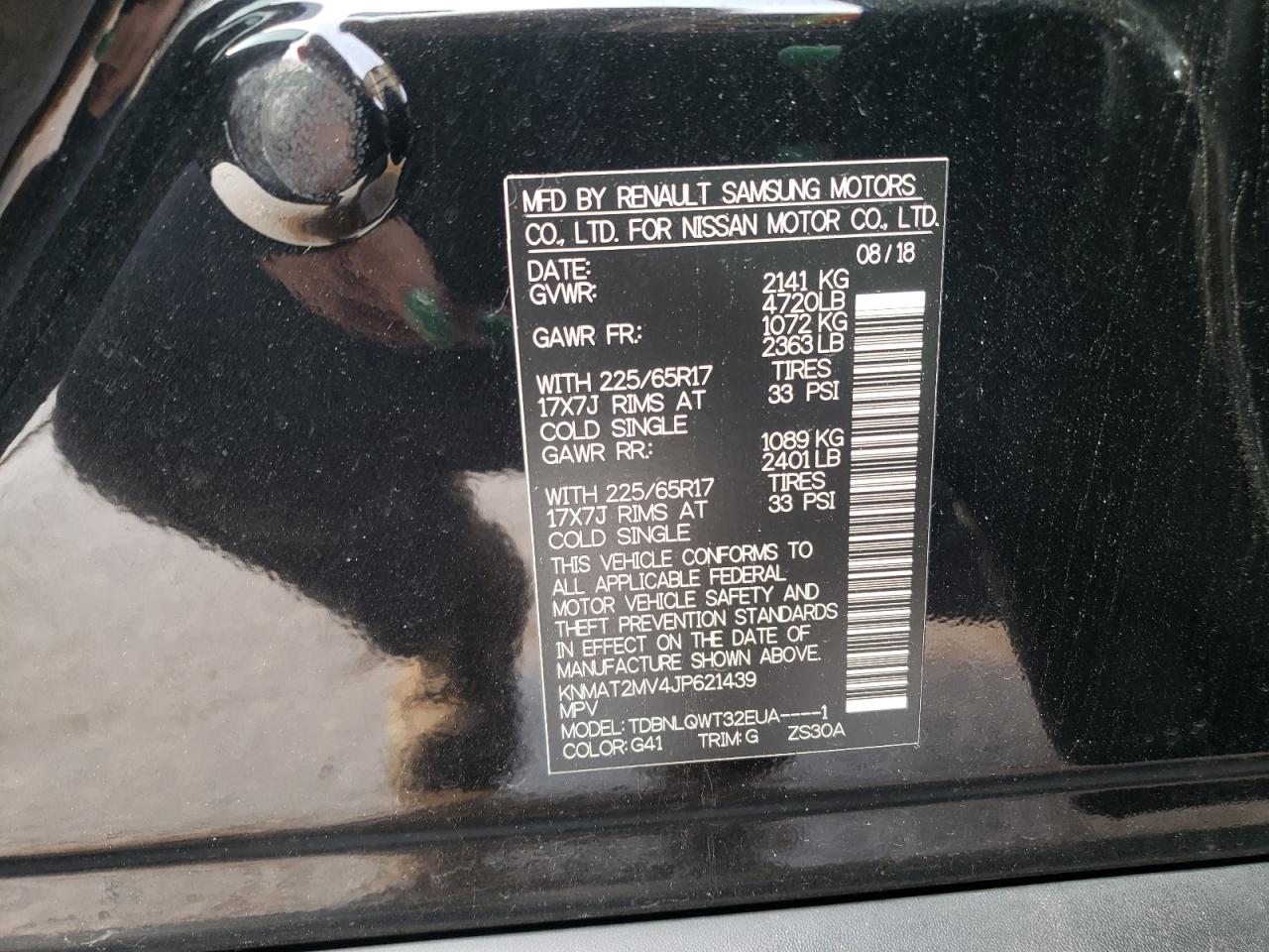 Photo 10 from auction – 2018 NISSAN ROGUE S with VIN KNMAT2MV4JP621439