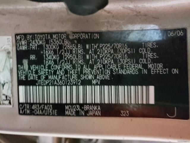 Photo 10 from auction – 2006 TOYOTA HIGHLANDER with VIN JTEDP21A360123912
