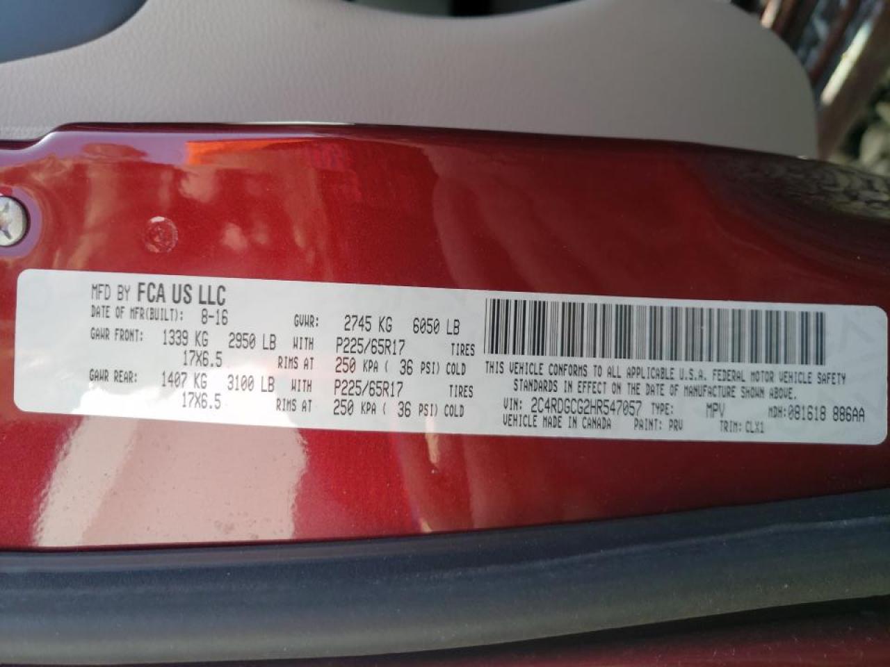 Photo 10 from auction – 2017 DODGE GRAND CARA with VIN 2C4RDGCG2HR547057