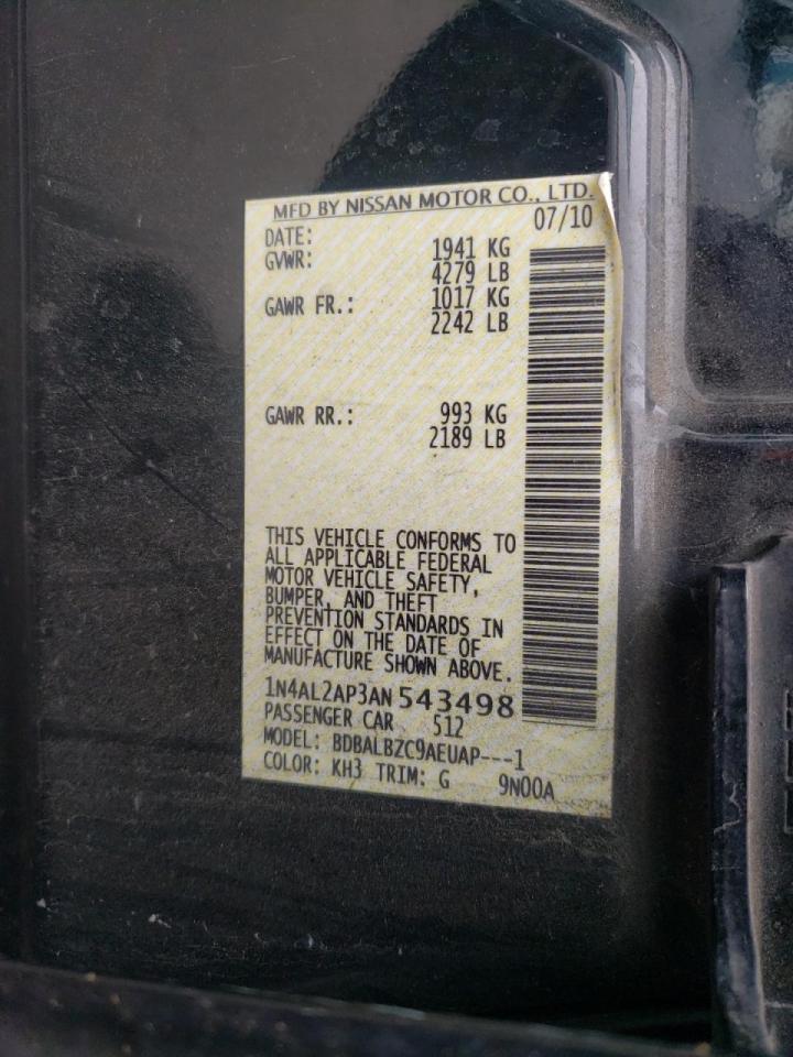 Photo 10 from auction – 2010 NISSAN ALTIMA BAS with VIN 1N4AL2AP3AN543498