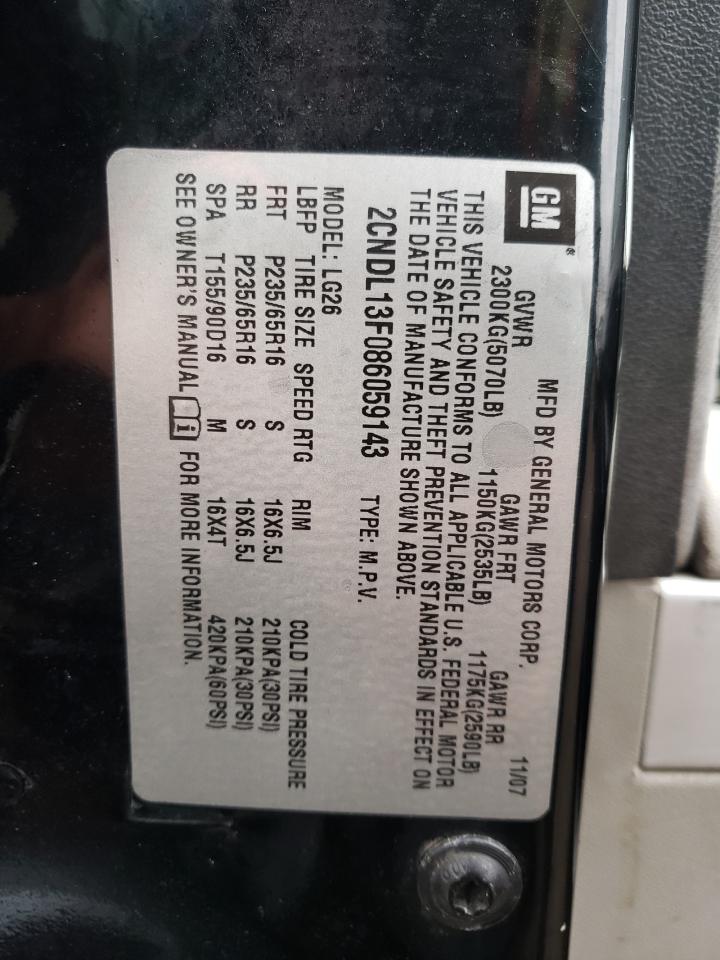 Photo 10 from auction – 2008 CHEVROLET EQUINOX LS with VIN 2CNDL13F086059143