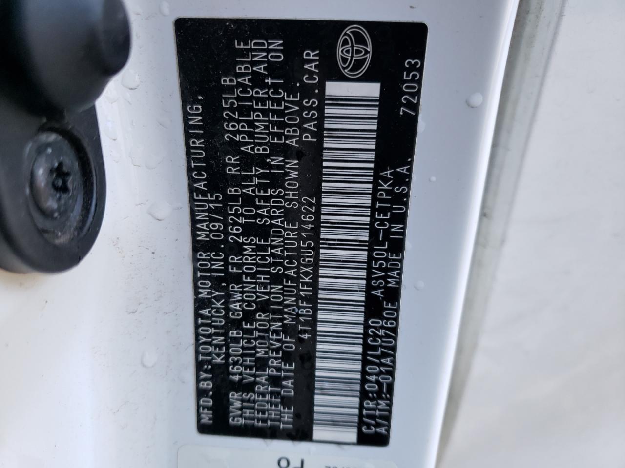 Photo 10 from auction – 2016 TOYOTA CAMRY LE with VIN 4T1BF1FKXGU514622