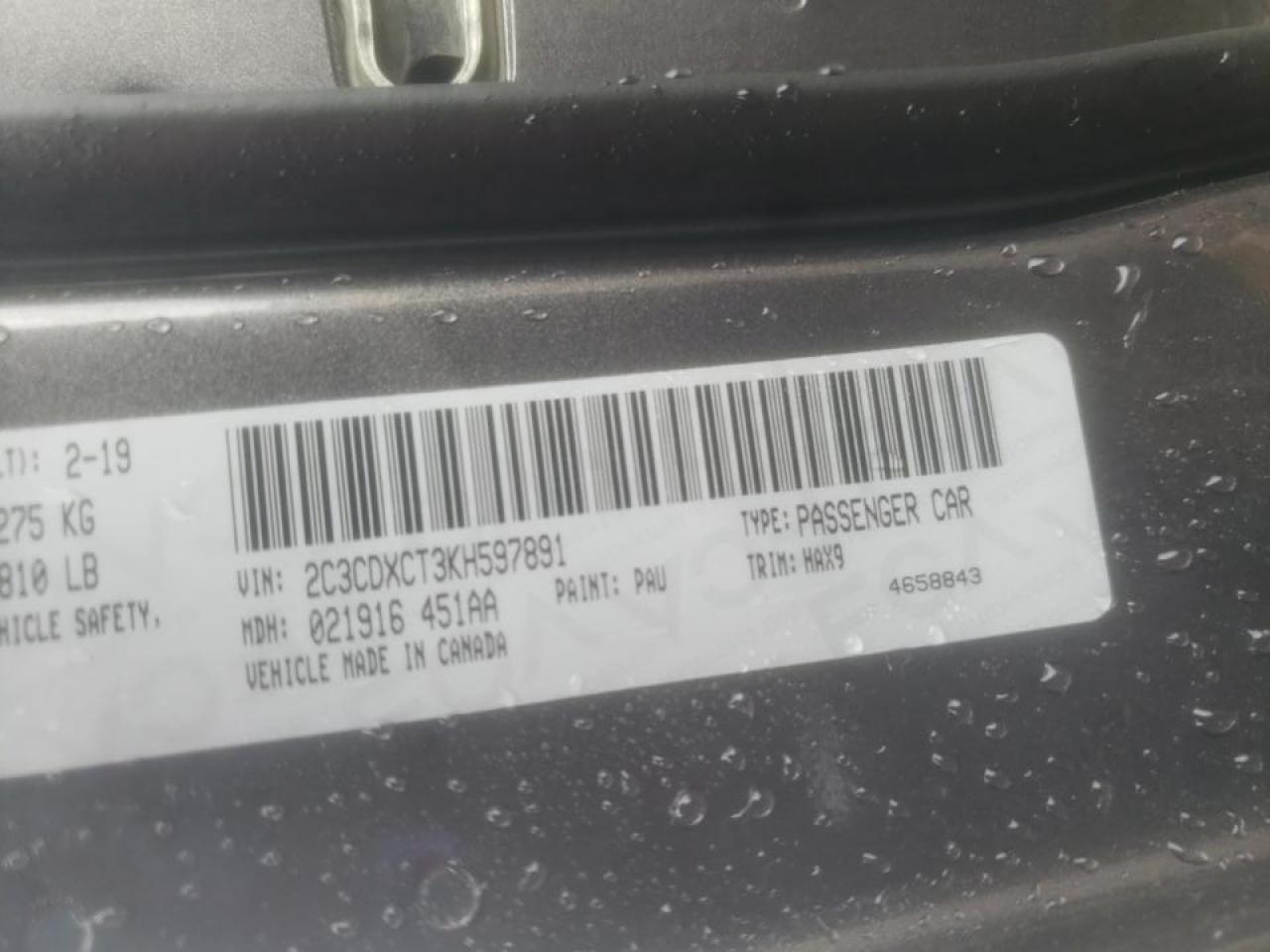 Photo 10 from auction – 2019 DODGE CHARGER R/ with VIN 2C3CDXCT3KH597891