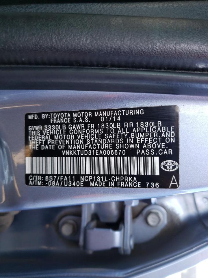 Photo 10 from auction – 2014 TOYOTA YARIS with VIN VNKKTUD31EA006670