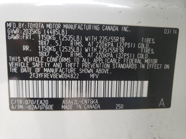 Photo 10 from auction – 2014 TOYOTA RAV4 LIMIT with VIN 2T3YFREV8EW094822