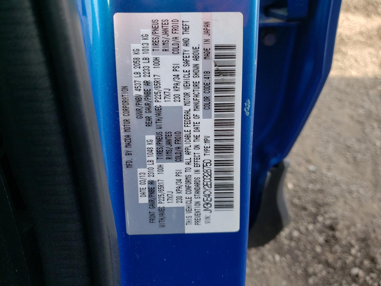 Photo 10 from auction – 2014 MAZDA CX-5 TOURI with VIN JM3KE4CY2E0328750