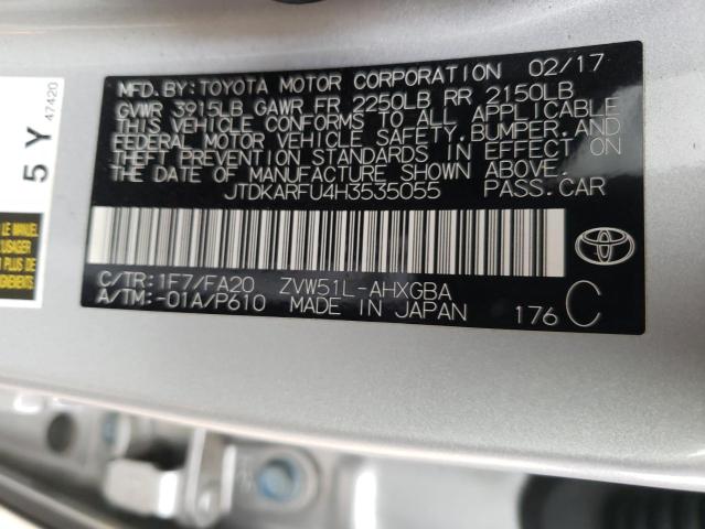 Photo 10 from auction – 2017 TOYOTA PRIUS with VIN JTDKARFU4H3535055
