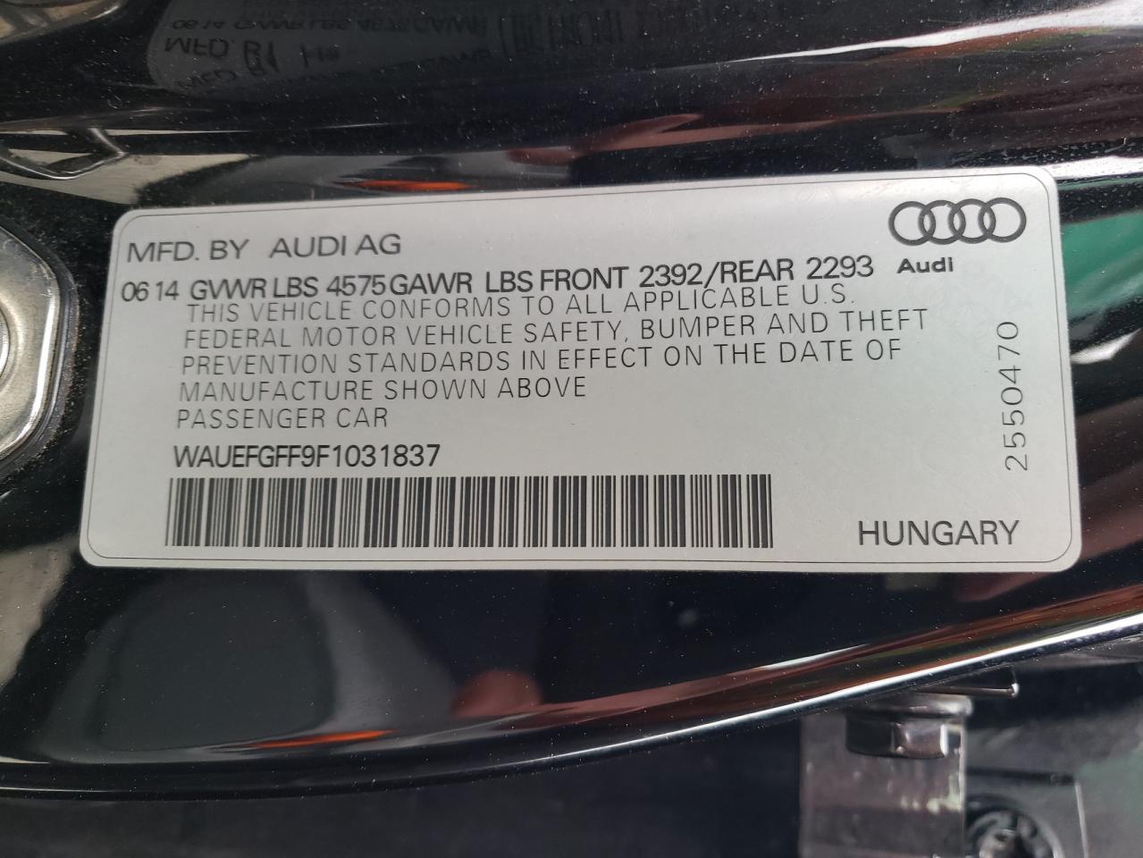 Photo 10 from auction – 2015 AUDI A3 PREMIUM with VIN WAUEFGFF9F1031837
