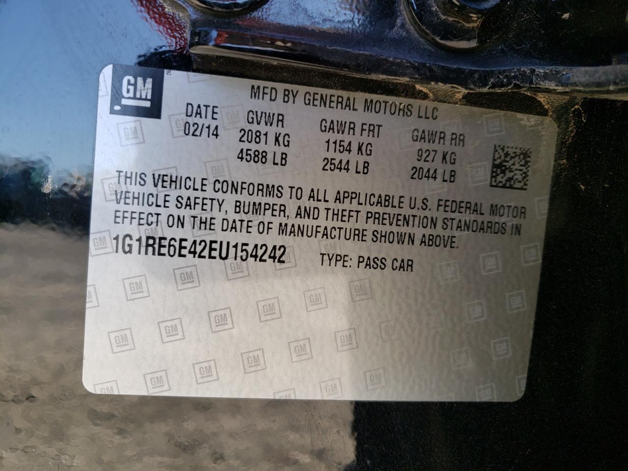Photo 10 from auction – 2014 CHEVROLET VOLT with VIN 1G1RE6E42EU154242
