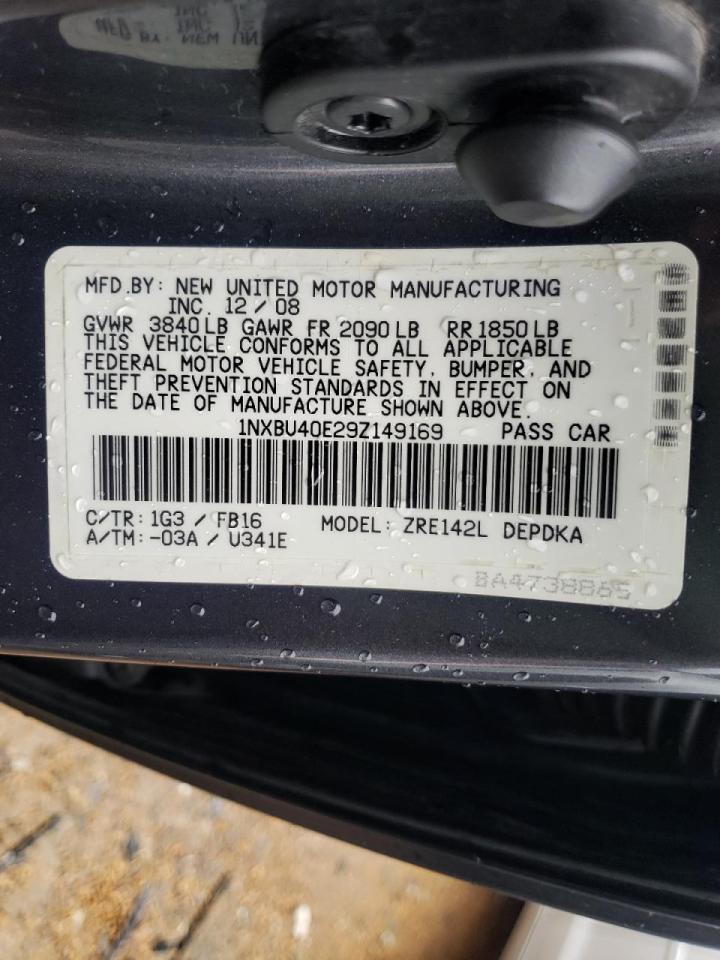 Photo 10 from auction – 2009 TOYOTA COROLLA BA with VIN 1NXBU40E29Z149169