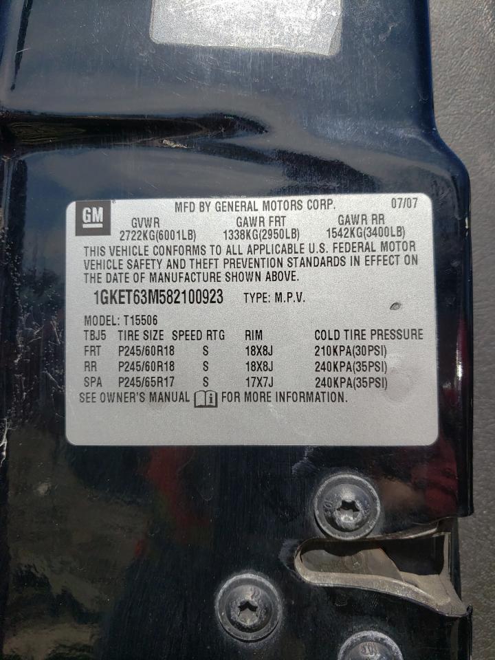 Photo 10 from auction – 2008 GMC ENVOY DENA with VIN 1GKET63M582100923