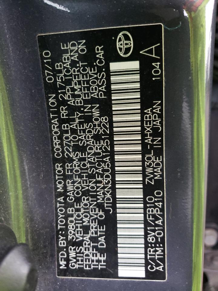Photo 10 from auction – 2010 TOYOTA PRIUS with VIN JTDKN3DU5A1251228