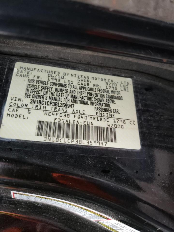 Photo 10 from auction – 2011 NISSAN VERSA S with VIN 3N1BC1CP3BL359947