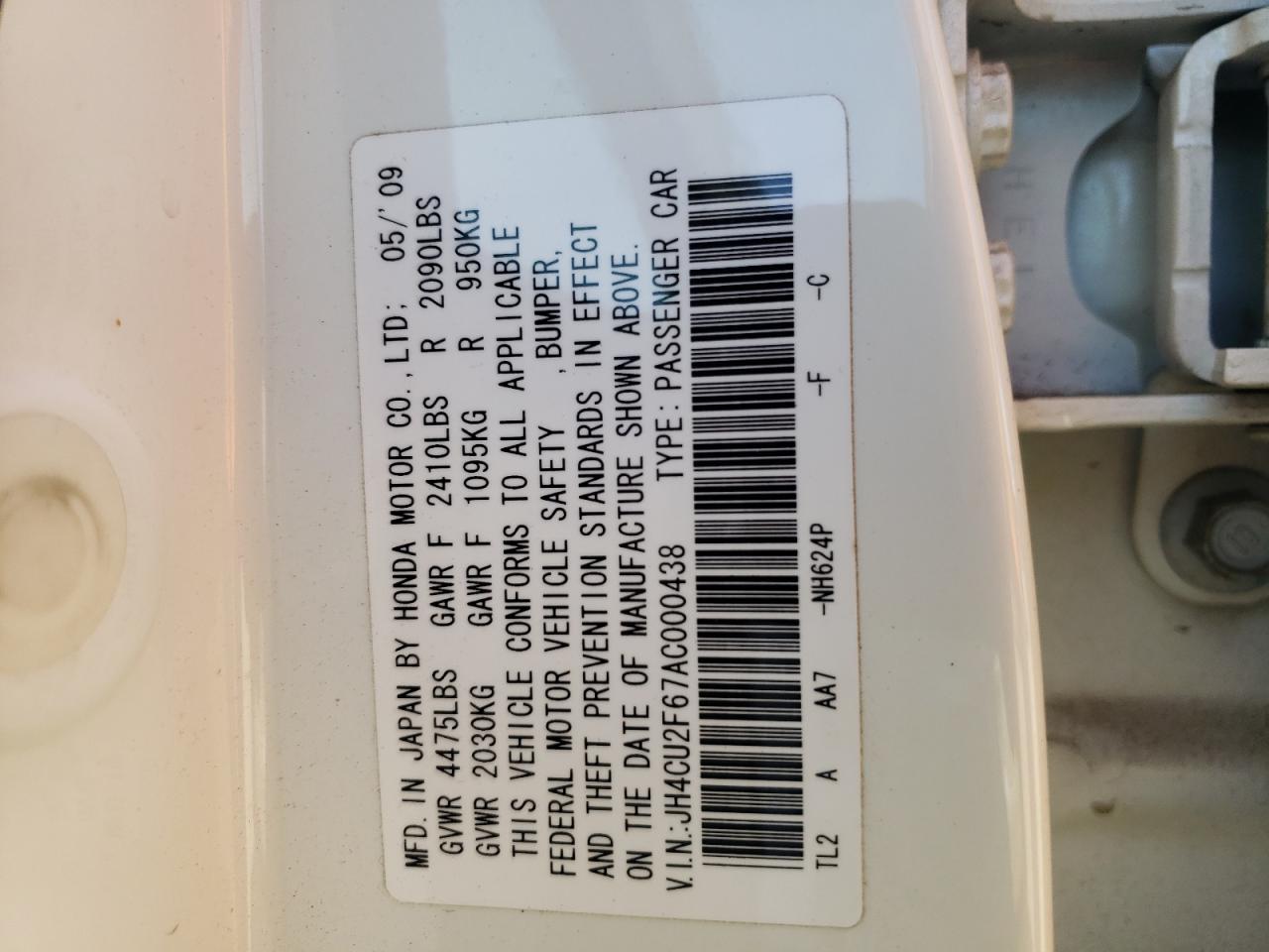 Photo 10 from auction – 2010 ACURA TSX with VIN JH4CU2F67AC000438