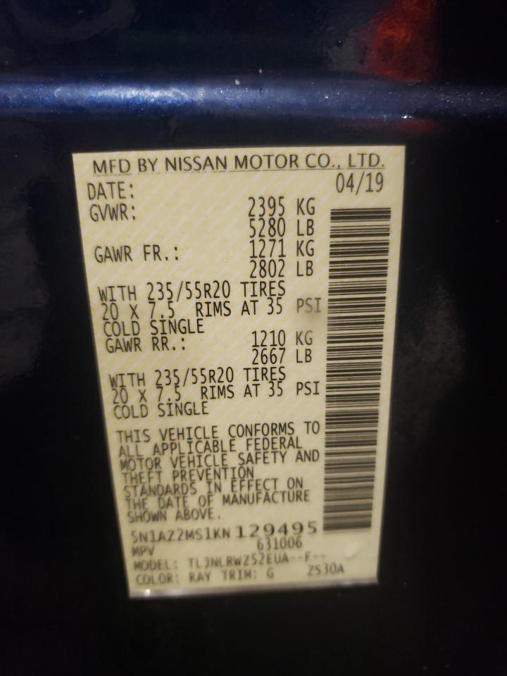 Photo 10 from auction – 2019 NISSAN MURANO S with VIN 5N1AZ2MS1KN129495