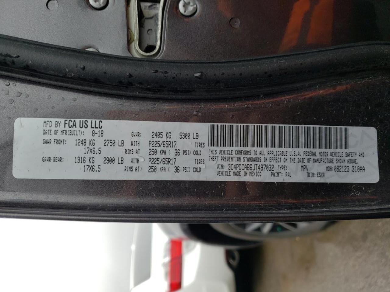 Photo 10 from auction – 2018 DODGE JOURNEY SE with VIN 3C4PDCAB6JT497032