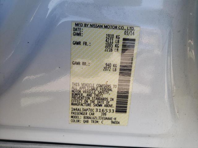 Photo 10 from auction – 2014 NISSAN ALTIMA 2.5 with VIN 1N4AL3AP7EC316533