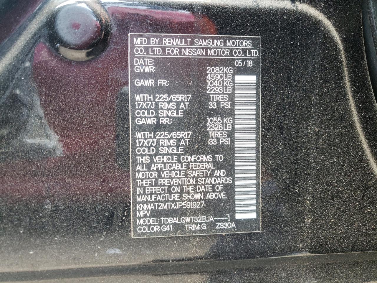 Photo 10 from auction – 2018 NISSAN ROGUE S with VIN KNMAT2MTXJP591927