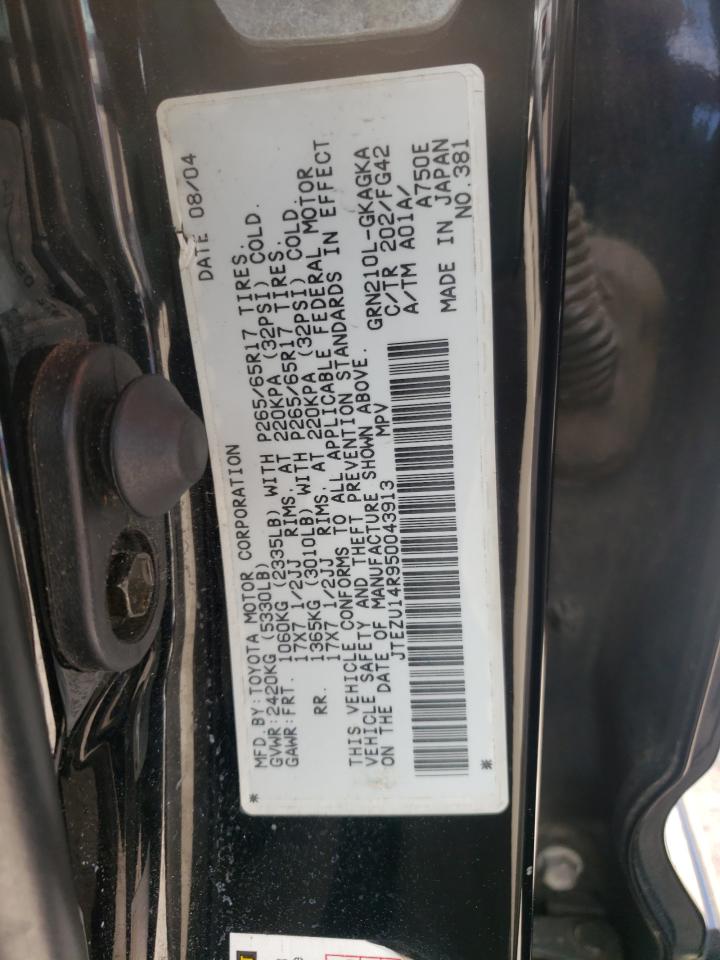 Photo 10 from auction – 2005 TOYOTA 4RUNNER SR with VIN JTEZU14R950043913