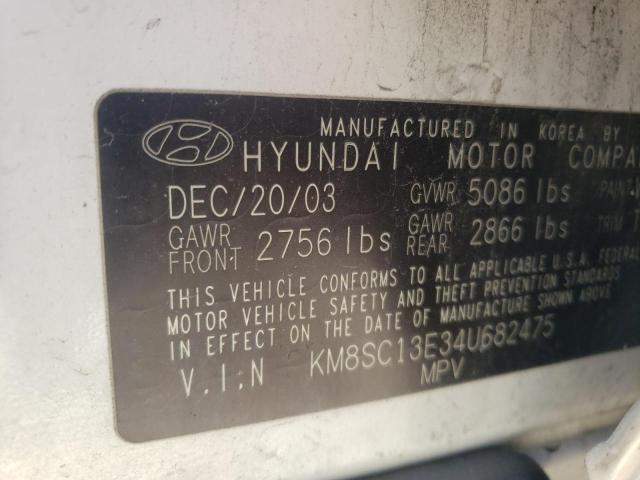 Photo 10 from auction – 2004 HYUNDAI SANTA FE with VIN KM8SC13E34U682475