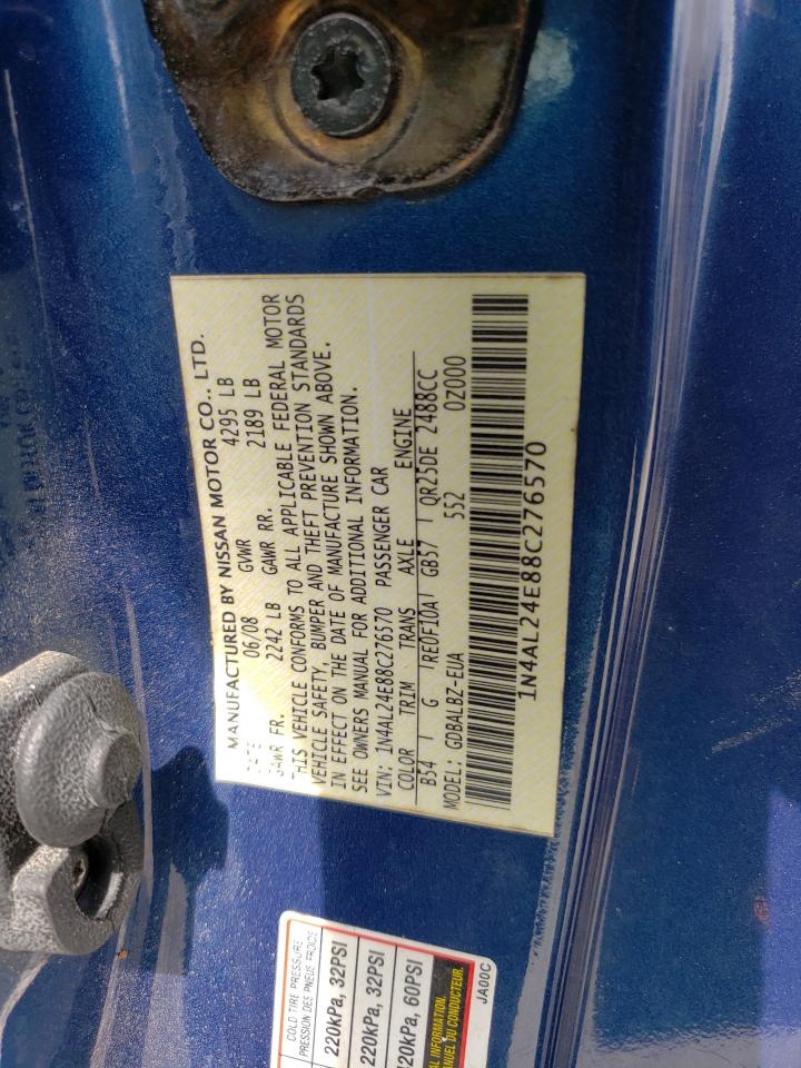 Photo 10 from auction – 2008 NISSAN ALTIMA 2.5 with VIN 1N4AL24E88C276570