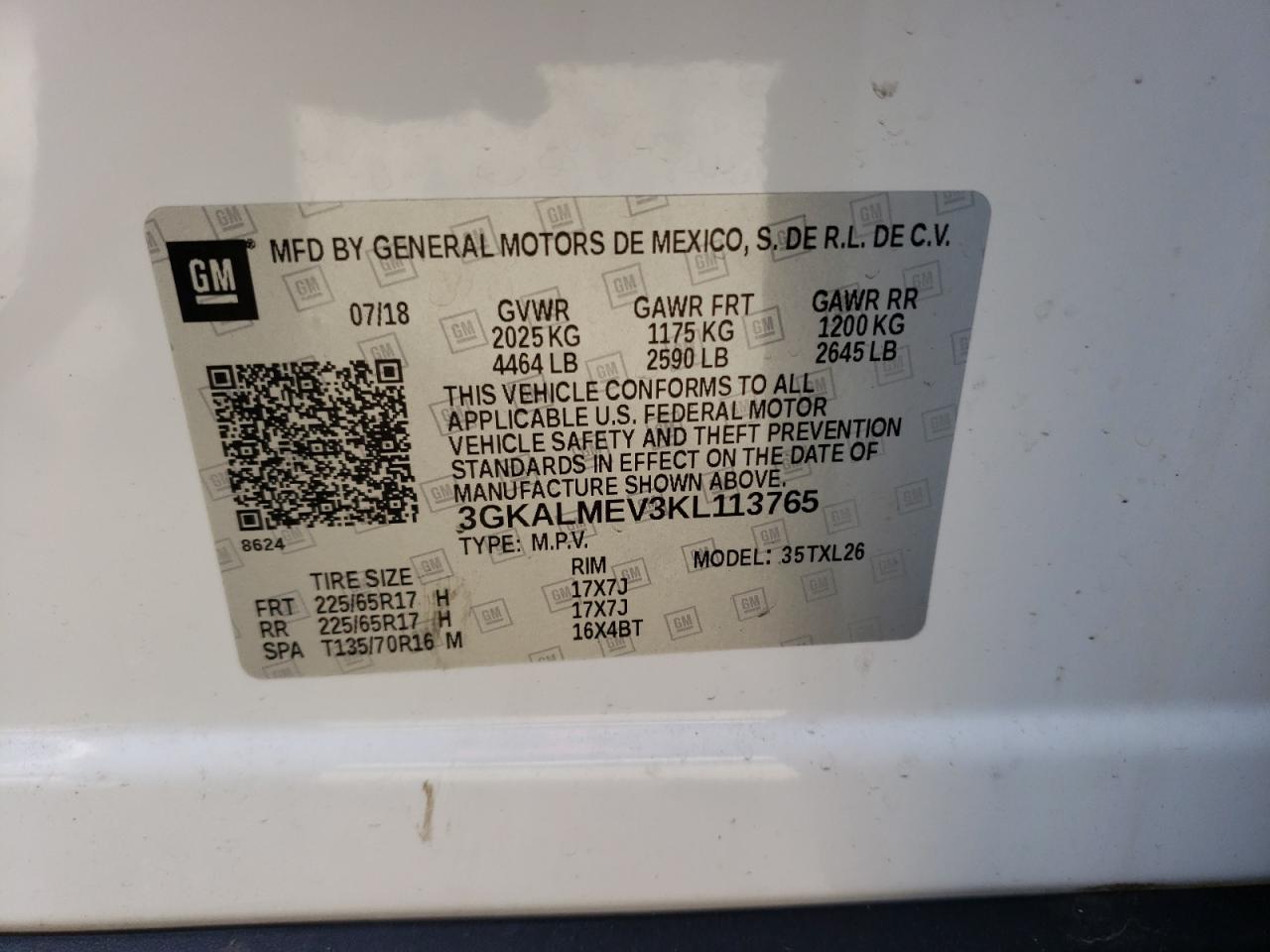 Photo 10 from auction – 2019 GMC TERRAIN SL with VIN 3GKALMEV3KL113765