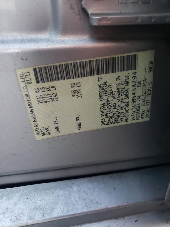 Photo 10 from auction – 2011 NISSAN ALTIMA BAS with VIN 1N4AL2AP9BN458294