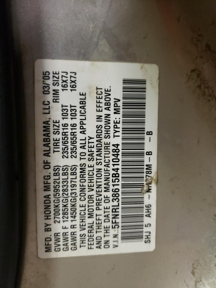 Photo 10 from auction – 2005 HONDA ODYSSEY EX with VIN 5FNRL38615B410484