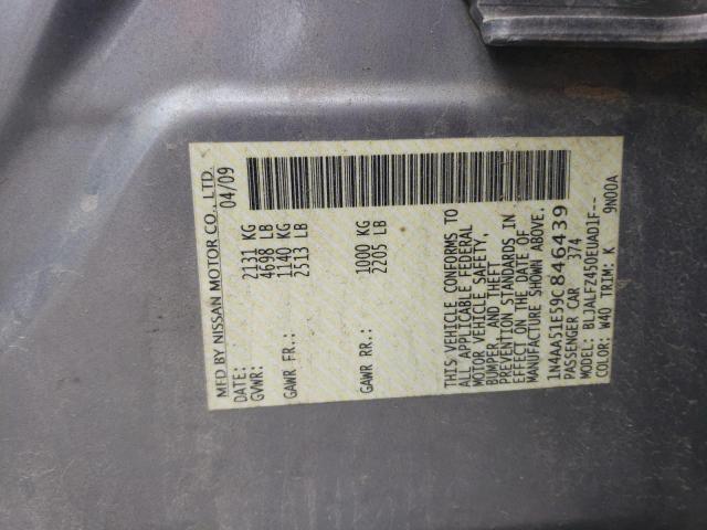 Photo 10 from auction – 2009 NISSAN MAXIMA S with VIN 1N4AA51E59C846439
