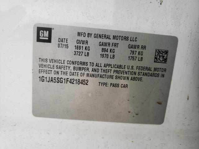 Photo 10 from auction – 2015 CHEVROLET SONIC LS with VIN 1G1JA5SG1F4218452