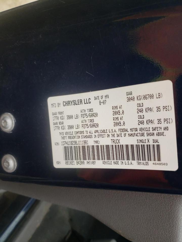Photo 10 from auction – 2008 DODGE RAM 1500 S with VIN 1D7HU18238J111981