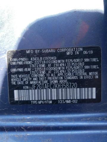 Photo 10 from auction – 2019 SUBARU CROSSTREK with VIN JF2GTAEC7KH358720