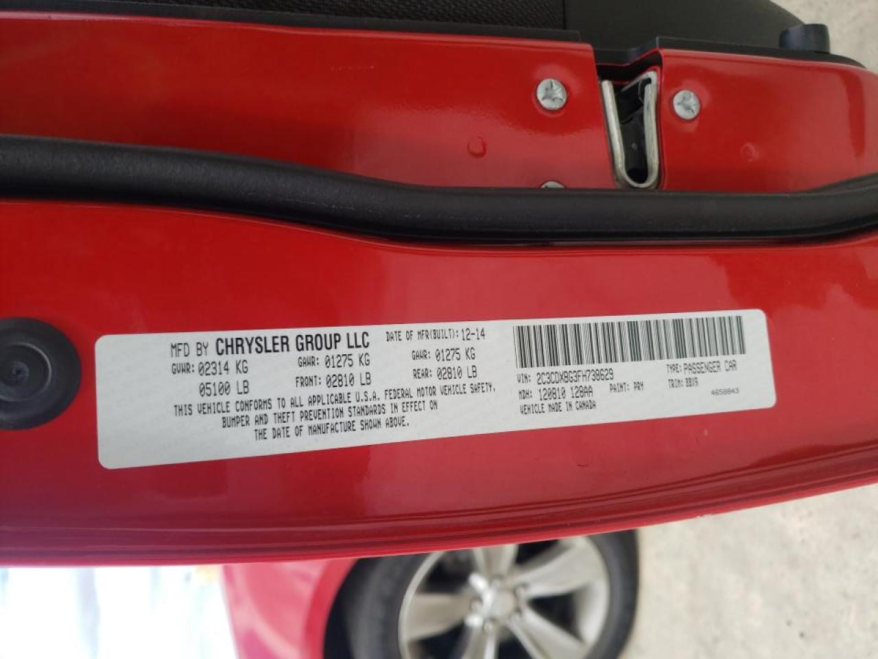Photo 10 from auction – 2015 DODGE CHARGER SE with VIN 2C3CDXBG3FH738629