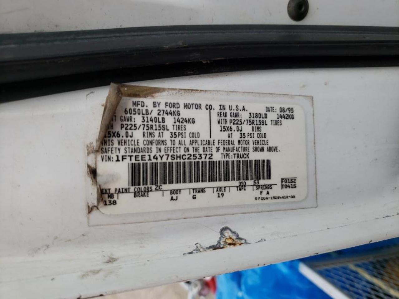 Photo 10 from auction – 1995 FORD ECONOLINE with VIN 1FTEE14Y7SHC25372
