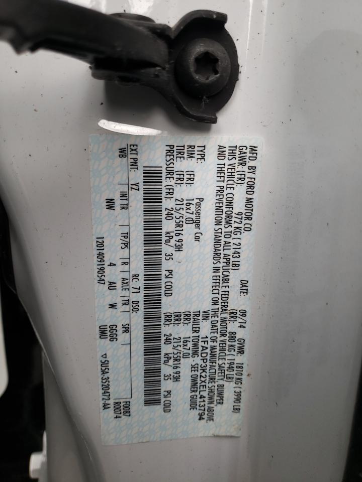 Photo 10 from auction – 2014 FORD FOCUS SE with VIN 1FADP3K2XEL413794