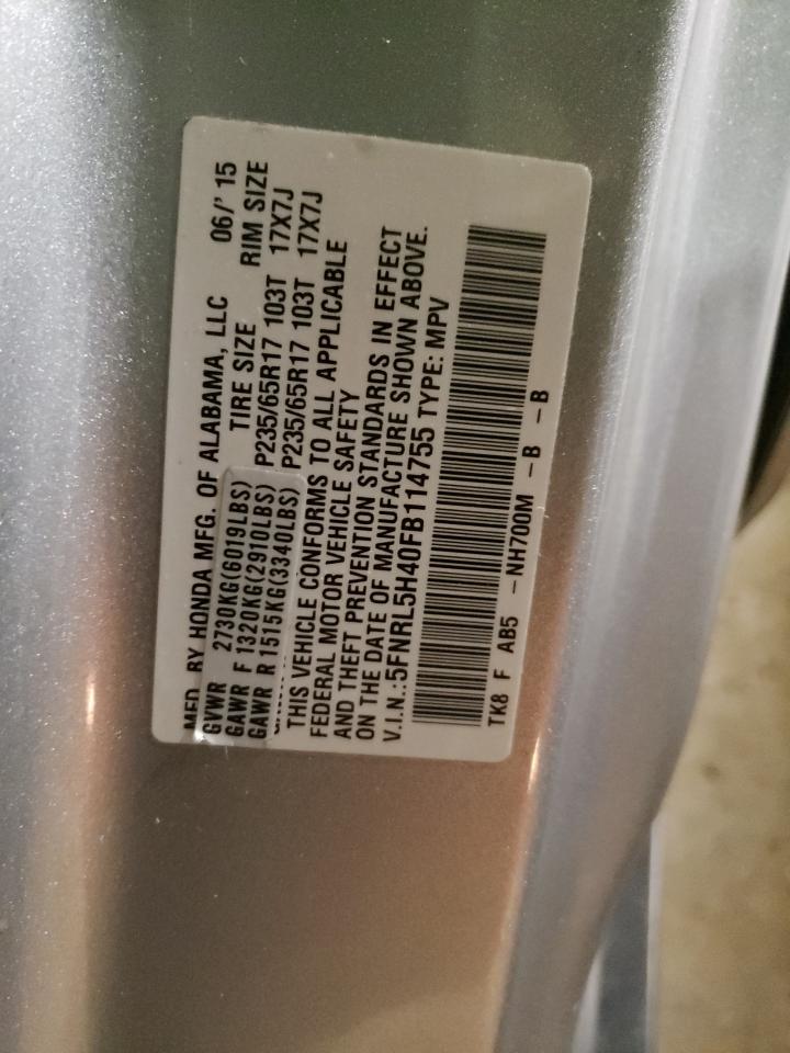 Photo 10 from auction – 2015 HONDA ODYSSEY EX with VIN 5FNRL5H40FB114755