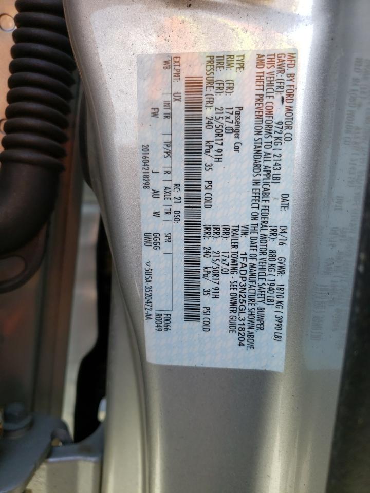 Photo 10 from auction – 2016 FORD FOCUS with VIN 1FADP3N25GL318204
